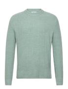 Structured Knitted Sweater Tops Knitwear Round Necks Blue Mango