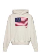 Flag-Appliqué French Terry Hoodie Tops Sweatshirts & Hoodies Hoodies W...