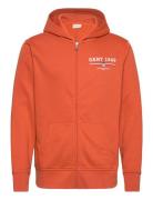 Graphic Full Zip Hoodie Tops Sweatshirts & Hoodies Hoodies Orange GANT