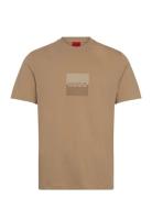 Dusplit Tops T-Kortærmet Skjorte Beige HUGO