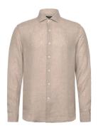 Ruban Tops Shirts Linen Shirts Beige Reiss