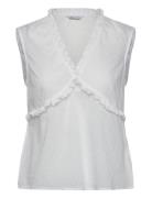 Cotton Dobby Dot Blouse Tops Blouses Sleeveless White Bubbleroom