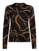 Belting-Print Cotton-Blend Sweater Tops Knitwear Jumpers Black Lauren ...