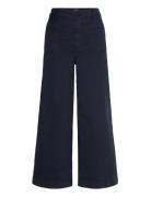 Stretch Chino Wide-Leg Cropped Pant Bottoms Trousers Wide Leg Navy Lau...