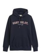 Graphic Sweat Hoodie Tops Sweatshirts & Hoodies Hoodies Navy GANT