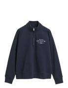 Graphic Half Zip Sweat Tops Sweatshirts & Hoodies Sweatshirts Navy GAN...