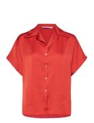 Short Sleeve Fluid Shirt Tops Shirts Short-sleeved Red Mango