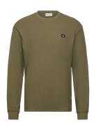 Ls Waffle Badge Crewnk Tee Tops Sweatshirts & Hoodies Sweatshirts Beig...