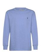 Cotton Jersey Long-Sleeve Tee Tops T-shirts Long-sleeved T-Skjorte Blu...