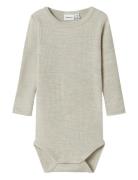 Nbnwax Wool Rib Ls Body Noos Bodies Long-sleeved Cream Name It