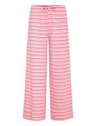 Striped Soft Trousers Bottoms Trousers Wide Leg Pink Gina Tricot