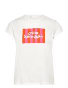 Printed Cotton-Blend T-Shirt Tops T-shirts & Tops Short-sleeved White ...