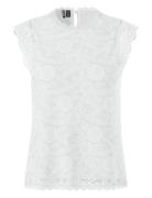 Pcolline Sl Lace Top Wvn Noos Tops T-shirts & Tops Sleeveless White Pi...