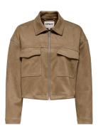 Onlstina Life Faux Suede Jacket Cc Pnt Læderjakke Skindjakke Beige ONL...