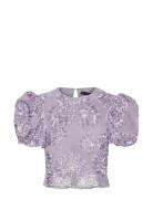 3D Mesh Sleeveless Top Tops Blouses Short-sleeved Purple ROTATE Birger...