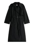 Lw Nylon Over D Trench Trenchcoat Frakke Black Tommy Hilfiger