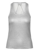 Dante6-Zora Metallic Logo Tanktop Tops T-shirts & Tops Sleeveless Silv...