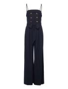 Satin Back Crepe-Jumpsuit Bottoms Jumpsuits Black Lauren Ralph Lauren