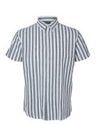 Slhregnew-Linen Shirt Ss Classic W Tops Shirts Short-sleeved Blue Sele...