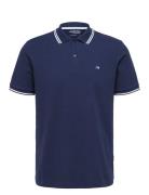 Slhdante Sport Ss Polo Noos Tops Polos Short-sleeved Navy Selected