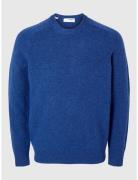 Slhrai Ls Knit Crew Neck Noos Tops Knitwear Round Necks Blue Selected