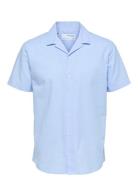 Slhrelaxsun Shirt Ss Resort Tops Shirts Short-sleeved Blue Selected