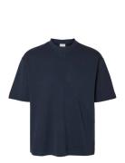 Slhlooseoscar Ss O-Neck Tee Noos Tops T-Kortærmet Skjorte Navy Selecte...