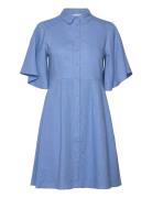 Slfgulia 2/4 Short Shirt Dress D Knælang Kjole Blue Selected