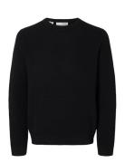 Slhross Ls Knit Structure Crew Neck Noos Tops Knitwear Round Necks Bla...