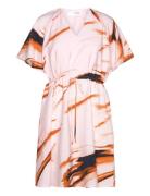 Slfattia Ss Aop V-Neck Short Dress B Kort Kjole Pink Selected