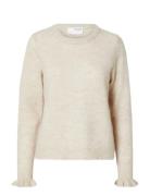 Slflulu Ls Knit Frill Cuff O-Neck Noos Tops Knitwear Jumpers Cream Sel...