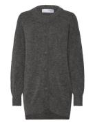 Slfsia Ras Ls Knit Long Cardigan Tops Knitwear Cardigans Grey Selected
