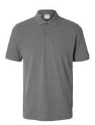 Slhslim-Atlas Ss Polo Tops Polos Short-sleeved Grey Selected
