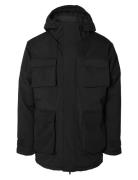 Slhron Parka Uldfrakke Frakke Black Selected