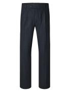 Slh196-Straight Alberto Wool Pant Bottoms Trousers Casual Navy Selecte...