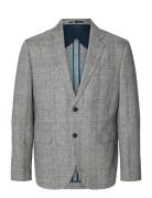 Slhreg-Kane Linen Check Blz Suits & Blazers Blazers Single Breasted Bl...