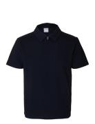 Slhsander Seersucker Zip Ss Polo Tops Polos Short-sleeved Navy Selecte...