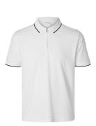 Slhfave Sport Zip Ss Polo Noos Tops Polos Short-sleeved White Selected