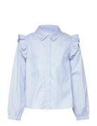 Shirt With Ruffle Detail Tops Shirts Long-sleeved Shirts Blue Mango