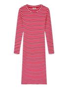 2X2 Cotton Stripe Duba Dress Knælang Kjole Red Mads Nørgaard