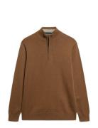 Essentials Cotton Half Zip Tops Knitwear Half Zip Jumpers Brown Superd...