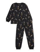 Pyjamas Ls Set Aop Pyjamassæt Black Minymo