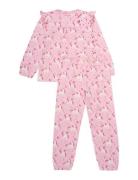 Pyjamas Ls Set Aop Pyjamassæt Pink Minymo