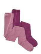 2-Pack Stockings W. Pattern Socks & Tights Socks Pink Minymo