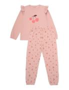 Pyjamas Ls Set Aop Pyjamassæt Pink Minymo
