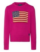 Flag Cotton Crewneck Sweater Tops Knitwear Pullovers Pink Ralph Lauren...