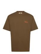 Wbbaine Flower Tee Tops T-Kortærmet Skjorte Brown Woodbird