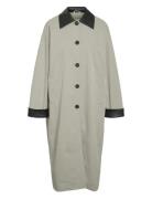 Nmnora Pu Collar Long Coat Tynd Frakke Grey NOISY MAY