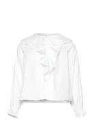 Shirt With Ruffle Detail Tops Shirts Long-sleeved Shirts White Mango