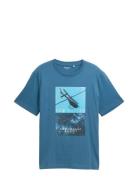 Photoprinted T-Shirt Tops T-Kortærmet Skjorte Blue Tom Tailor